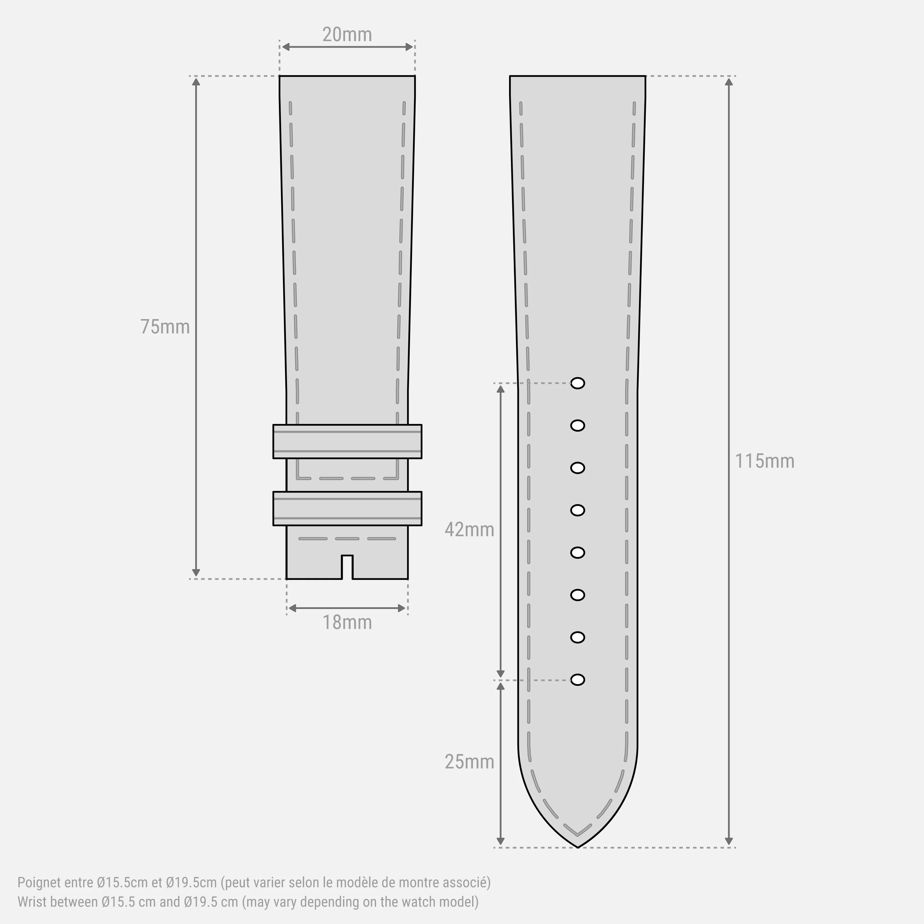 Bracelet cuir vert 20mm - Image 4