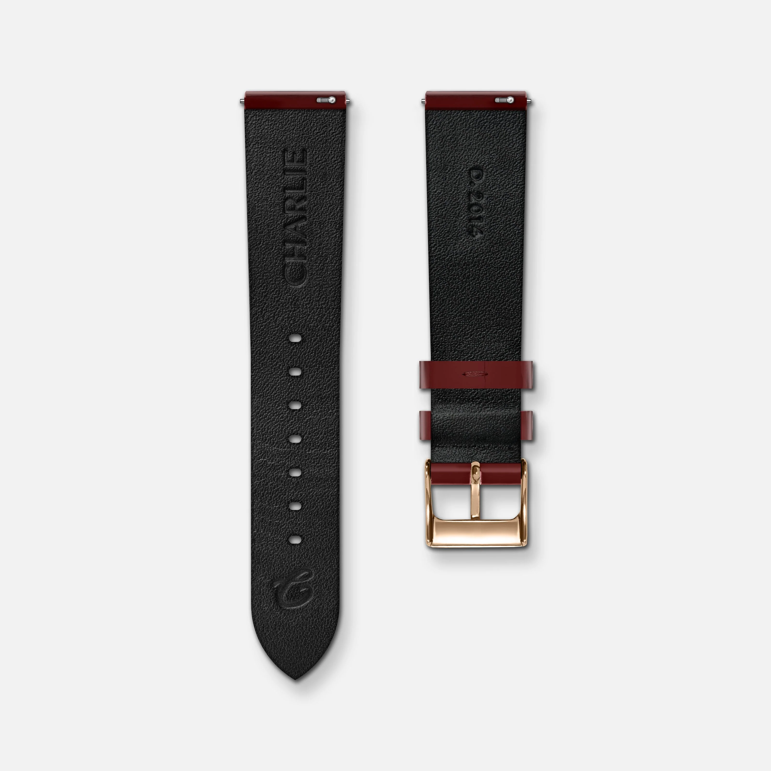 Bracelet cuir vernis bordeaux 18mm - Image 4